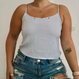 H&M light blue embroidered cami, size 10